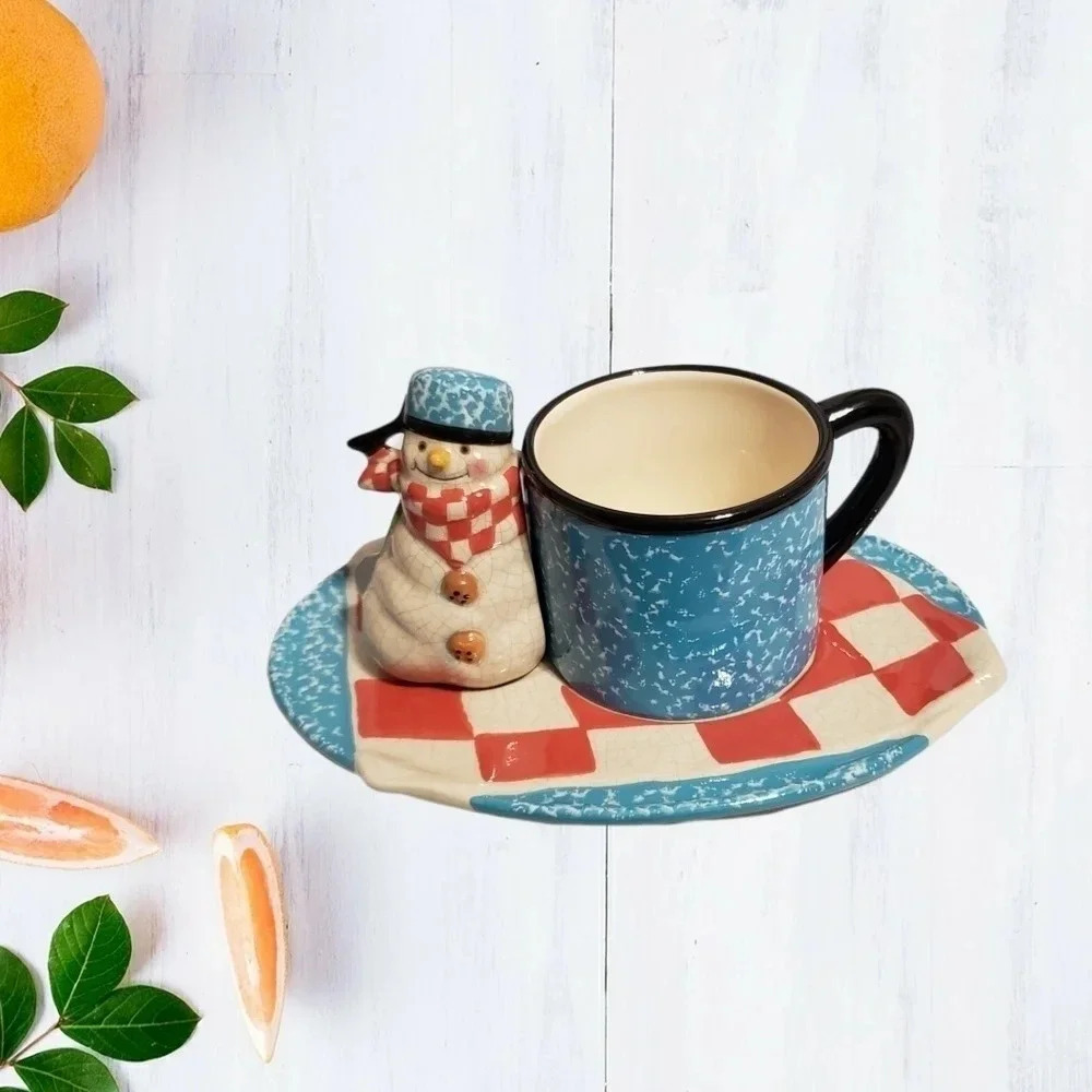 Hallmark Mitford Snowman Mug & Plate Snack Set Vintage